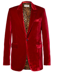 Мужской красный бархатный пиджак от Saint Laurent
