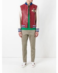 Мужской красный бомбер с вышивкой от Gucci