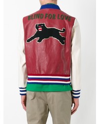 Мужской красный бомбер с вышивкой от Gucci