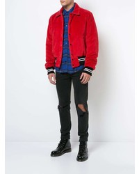 Мужской красный бомбер от Amiri