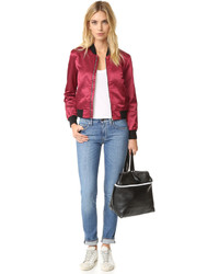 Женский красный бомбер от 3x1