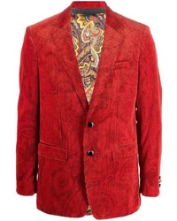 Красный вельветовый пиджак с "огурцами"