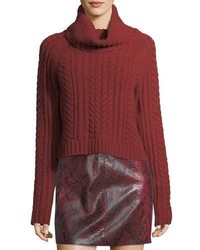 Красный вязаный короткий свитер