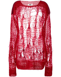 Женский красный вязаный свитер из мохера от MM6 MAISON MARGIELA