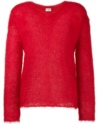Женский красный вязаный свитер из мохера от Saint Laurent