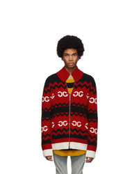 Мужской красный вязаный свитер на молнии от Gucci