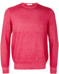 Мужской красный вязаный свитер с круглым вырезом от Cruciani