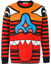 Мужской красный вязаный свитер с круглым вырезом от Givenchy