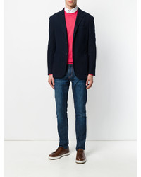 Мужской красный вязаный свитер с круглым вырезом от Cruciani