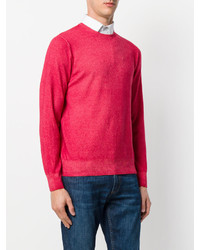 Мужской красный вязаный свитер с круглым вырезом от Cruciani