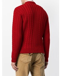 Мужской красный вязаный свитер от Prada