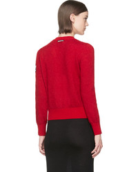 Женский красный вязаный свитер от Moncler