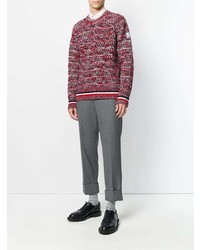 Мужской красный вязаный свитер от Moncler