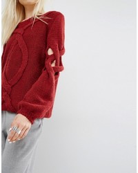Женский красный вязаный свитер