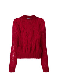 Женский красный вязаный свитер от Prada