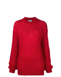 Женский красный вязаный свитер от Prada