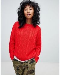 Женский красный вязаный свитер от Pull&Bear