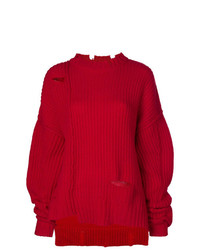 Красный вязаный свободный свитер от Ambush