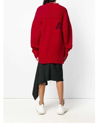Красный вязаный свободный свитер от Ambush