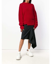 Красный вязаный свободный свитер от Ambush