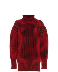 Красный вязаный свободный свитер от Balenciaga