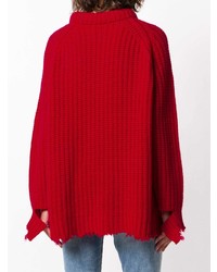 Красный вязаный свободный свитер от R13