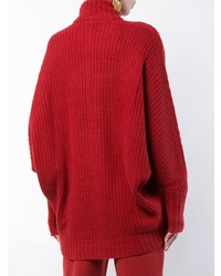Красный вязаный свободный свитер от Sally Lapointe