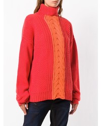 Красный вязаный свободный свитер от Diesel