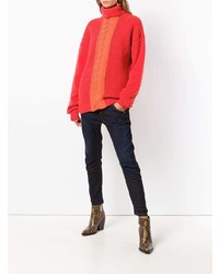 Красный вязаный свободный свитер от Diesel