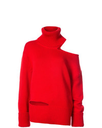 Красный вязаный свободный свитер от Monse