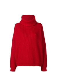 Красный вязаный свободный свитер от Opportuno