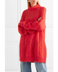 Красный вязаный свободный свитер от Maison Margiela