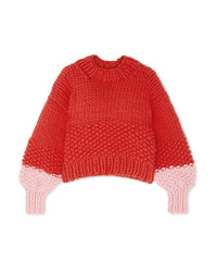 Красный вязаный свободный свитер от The Knitter