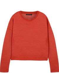 Красный вязаный свободный свитер от Theory