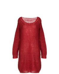 Красный вязаный свободный свитер от Uma Wang