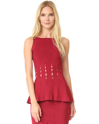 Красный вязаный топ с баской