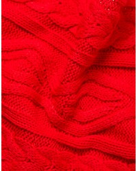 Женский красный вязаный шарф