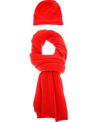 Женский красный вязаный шарф
