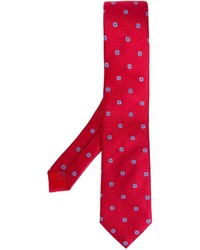 Мужской красный галстук в горошек от Brioni