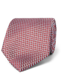 Мужской красный галстук с геометрическим рисунком от Brioni