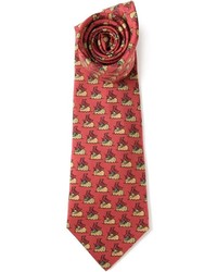 Женский красный галстук с принтом от Hermes