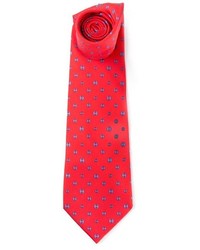 Мужской красный галстук с принтом от Hermes