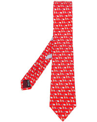 Мужской красный галстук с принтом от Salvatore Ferragamo