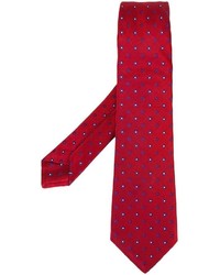 Мужской красный галстук с цветочным принтом от Kiton