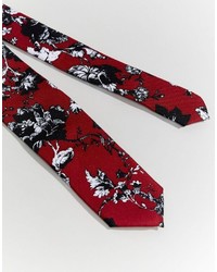 Мужской красный галстук с цветочным принтом от Asos