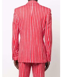 Мужской красный двубортный пиджак в вертикальную полоску от Moschino