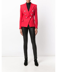 Женский красный двубортный пиджак от Balmain