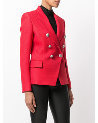 Женский красный двубортный пиджак от Balmain
