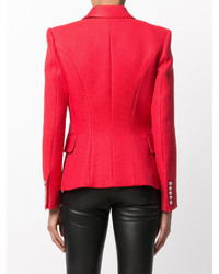 Женский красный двубортный пиджак от Balmain