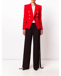 Женский красный двубортный пиджак от Balmain